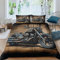 ESSAHI Harley Rider Set Copripiumino Copripiumino 3D Stampa Digitale Moto vintages 3 Pezzi E Federe Set Di Biancheria Da Letto Microfibra Morbido Con Cerniera Per Bambini Double（200x200cm）