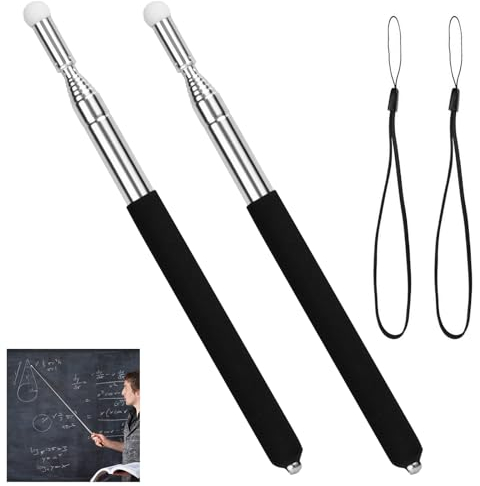Zeigestab Ausziehbar, 2 Stück Teleskop Zeigestab,Teleskop Zeigestab Ausziehbar auf 100 cm, Filzkopf Lehrzeiger, Edelstahl Zeigestock Ausziehbar, Klassenzimmer Zeiger, für Präsentationen, Formate