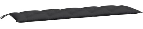 vidaXL Lot de 2 Coussins de Banc de Jardin, Revêtement de Banc avec Jeux de Cordes, Coussin d'Extérieur Imperméable, Noir 180x50x7 cm Tissu Oxford