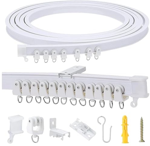 3 Meter (9,8 Fuß) flexible, biegbare Deckenvorhangschiene, Raumteiler, Fensterbehandlung oder Erker, Duschschiene, Vorhangschiene für Wohnmobilanhänger, Raumteiler, Krankenhaus-Vorhangschienensystem