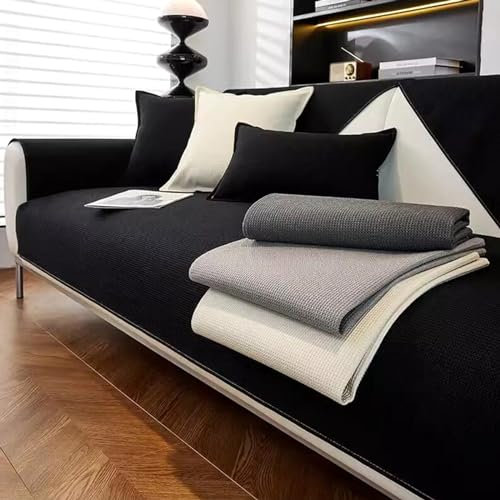 ZCXRYFL Polyester Sofabezug L/U-Form Ecksofa Couch üBerzug 1 2 3 4 Sitzer-rutschfest-Sofa üBerwurf Decke FüR Leder/Holz/Stoff Sofa Cat Kratzfeste Decken FüR Balkon Fensterbrett(70X150cm,Black)