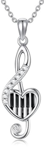 ONEFINITY Collier De Notes De Musique En Argent Sterling 925 Avec Pendentif Clé De Sol Et Clavier De Piano Bijoux Cadeaux Pour Femmes Adolescentes Filles