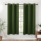KOUFALL, Landhausvorhänge für Retro-Vintage-Küchendekoration, Verdunkelung, Kurze Pflanzengrün, Badezimmer-Vorhänge für Fenster, 114 cm lang, Dunkles Olivgrün