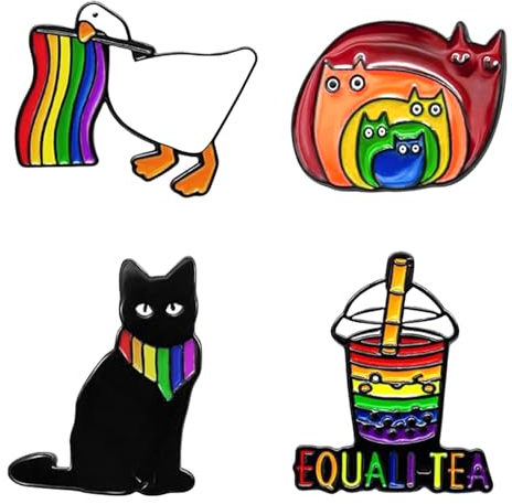 Mezrkuwr 4 Stück Pride Pin, LGBTQ Accessoires Regenbogen Pride Pin LGBTQ Regenbogenflagge, Kleidungszubehör für Rucksäcke, Schmuck, Hüte, Jackendekoration Funny Anstecknadel