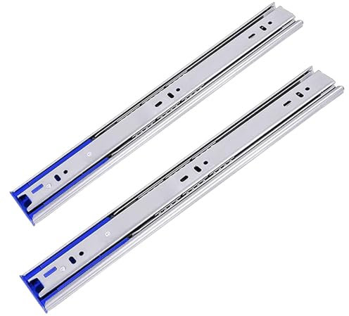 Soft-Close-schubladenschienen, Edelstahl-Führungsschienen, Schrankschubladen-Dreiteiler-Gleitschienen, Verdickte, Geräuscharme Schienen, 1 Paar (2 Stück), Seitlich Montiert(50cm/19.7in)