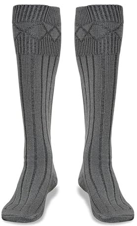 BELGLY Mens Kilt Socks Traditional Scottish Highland Wear Wool Kilt Hose Casual Wedding Sports Leg Warmers (Dark Grey Silver, Medium)