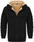 Djtnzdm Hoodie Zip con Cappuccio Uomo Inverno Felpa Skateboard Caldo Peluche con Cerniera Casual Hoody Termica Uomo con Tasche L Nero