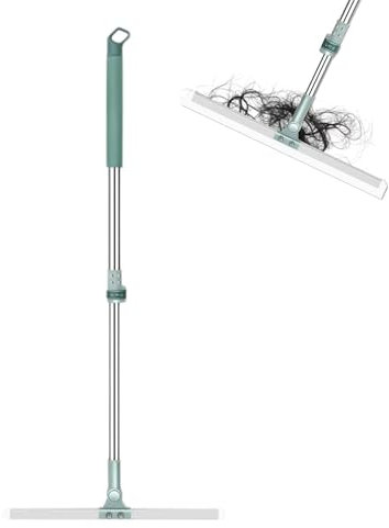 Raypontia Escoba de silicona, escoba rascador de silicona, cepillo de pelo con mango retráctil, escoba multifuncional para baño, ducha, vidrio, cocina, azulejos, mármol