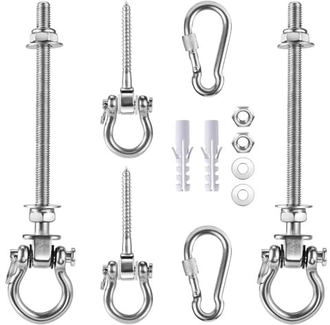 Lot de 2 crochets de balançoire en acier inoxydable - Support de plafond rotatif à 360° pour fauteuil suspendu, sac de frappe, chaise à bascule et trapèze de yoga - Fixation robuste avec vis