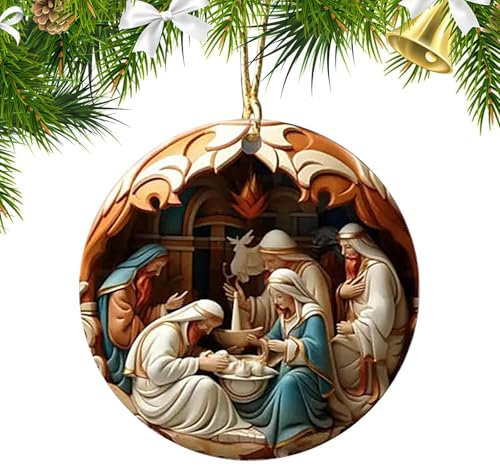 Geburt Jesu Weihnachtsschmuck - Religiöse Weihnachtsschmuck, Christliche Weihnachtsschmuck, Weihnachtsbaumschmuck für Zuhause, Traditionelle Weihnachtsartikel Auch toll als religiöse Geschenke