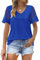Aokosor Womens Tshirt-Summer V Neck Tops Ladies Lace Short Sleeve Loose Tee Blue Size 18-20