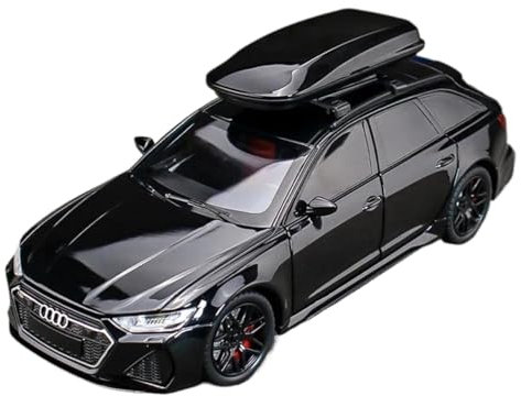 SYYANFEI Auto Modell 1:24 Für Audi RS6 Quattro Station Wagon Legierung Auto Rad Lenkung Sound Und Licht Kinder Spielzeug Sammlerstücke Jungen Mädchen Geschen(Schwarz)