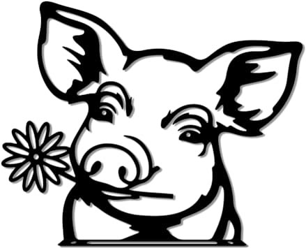 WADORN Schwein Metall Garten Hof Kunst Dekor, Peeping Tier Statue Pfähle Schwein Bauernhaus Hinterhof Hängen Kunstwerk Wand Dekor Tier Silhouette Garten Zaun Ornamente Für Baum Wand Terrasse Rasen