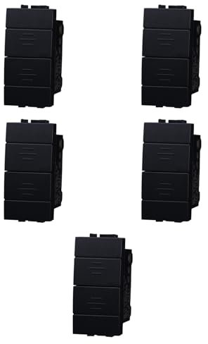 5 MODULI PULSANTE DOPPIO SALISCENDI, NERO, COMPATIBILE CON BTICINO LIVING, PER TAPPARELLE AVVOLGIBILI, MODULI E FRUTTI 100% COMPATIBILI, MATERIALI DI ALTA QUALITA'
