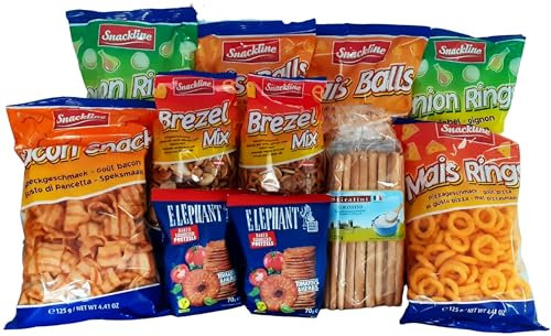 XXL Snack Box | Party Mix | Knuspriger Knabbermix | Für Filmabende, Feier, Geburtstagsfest, Grillparty | 11 Packungen Knabbergebäck