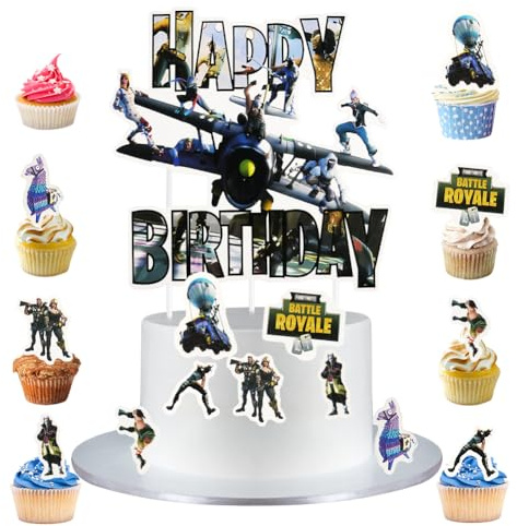 Alaoo 9 Stück Cake Topper zum Thema Spiel, Happy Birthday Tortendeko, Geburtstag Deko für Junge Mädchen Party Dekoration