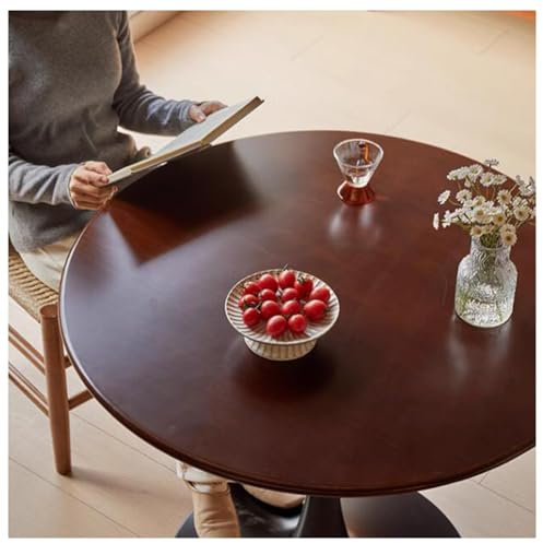 WQZzjm Mesa de Comedor de Madera Maciza con Base de tulipán y Tablero de Nogal. Mesa de Ocio de Mediados de Siglo para Comedor o cafetería (60 x 60 x 73 cm). Color: Nogal. (B 60 x 60 x 73 cm)