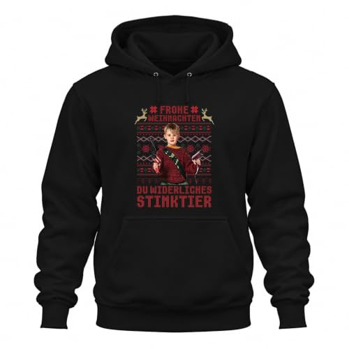 Printera Frohe Weihnachten Hoodie Kapuzenpullover | Du widerliches Stinktier, Kevin Allein Zu Haus, Ugly Christmas Sweater, Film Zitat, Kultfilm, 90er Jahre, Lustig, X-Mas