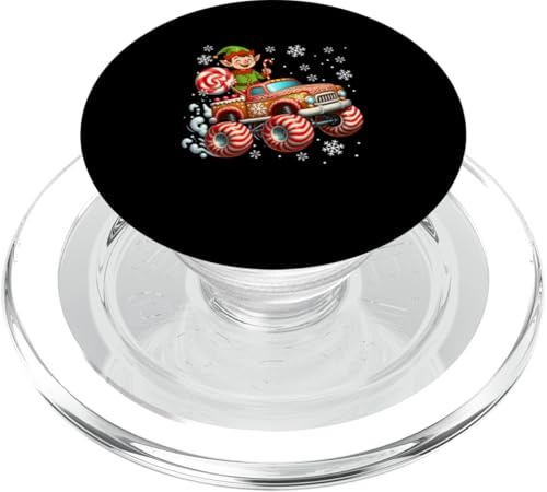 Funny Elf Candy On Monster Truck Cookies Xmas Baker PopSockets PopGrip für MagSafe