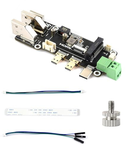 PCIe to M.2 NVMe Adapter for Raspberry Pi 5, Multifunctional M.2 SSD Expansion Board, Supports NVMe 2230/2242, Dual 4K Outputs, Gen2/Gen3 SSD, Type-C or Terminal Power, Easy HDMI Conversion