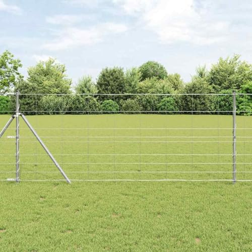 QJBSAVVA Wildzaun Grau 1 x 10 m aus robustem Stahl modernes Design rechteckiger Gartenzaun wetterfest leichte Montage für Garten Terrasse und Hof Hundezaun Schafzaun Weidezaun
