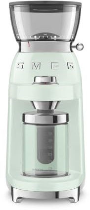 Smeg, Kaffeemühle CGF03PGEU, 15 Mahlgrade, 240-g-Kaffeebohnenbehälter, einstellbare Mahlmenge, mit Antistatik-System, 150 W, Hellgrün