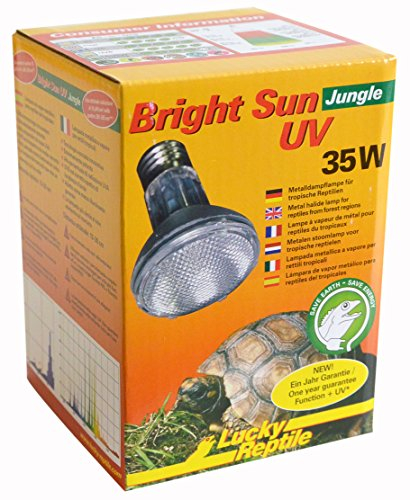 Lucky Reptile Bright Sun UV Jungle - Lampe à vapeur métallique 35 W pour douilles E27 - pour terrarium avec spectre de lumière du jour - UVA & UVB - lampe thermique pour reptiles tropicaux