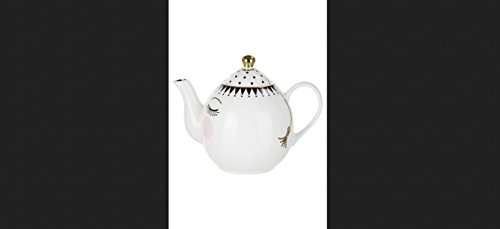 Miss Etoile - Teekanne - Augen & Punkte - schwarz - weiß - rosa - Gold 1 Liter H:16cm