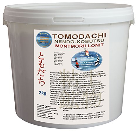 Teichmineral weißes Montmorillonit - feines Tonmineral Bentonit weiß Mineralien Spurenelemente Koiteich Aquarium pflegt und reinigt Haut und Schuppen der Fische brilliante Farben der Koi 2kg