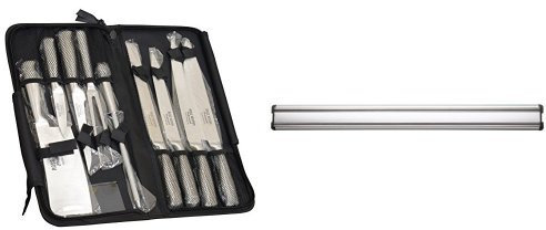 Ross Henery Professional Eclipse Premium Stainless Steel 9-Piece Chef's Knife Set + Kitchen Craft 45 cm Magnetic Knife Rack