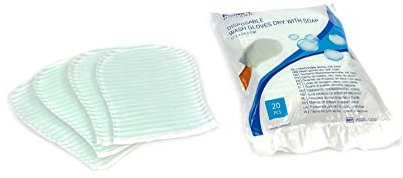 Romed Trockene Einmalwaschhandschuhe mit Seife (5 x 20 = 100 Stück)