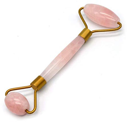 Doppel-Rosenquarz-Gesichtswalze für Gesicht Anti-Aging Falten Reduktion Gesichtsroller Jade Roller Massager