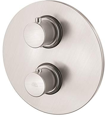 Paffoni LIQ018ST Miscelatore termostatico da incasso con piastra in metallo diametro mm.200 con 2 Uscite serie LIGHT Steel Looking