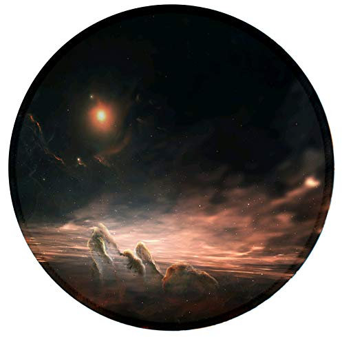 HEVITDA Rundes Mauspad mit Nebula-Galaxie-Motiv, rutschfeste Gummiunterseite, wasserdicht, genähte Kanten, Gaming, 20 x 20 cm