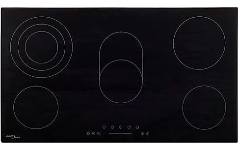 vidaXL Glaskeramikkochfeld mit 5 Zonen Touch-Bedienfeld Kindersicherung Elektrisch Domino Kochfeld Einbaukochfeld Kochplatte 77cm 8500W