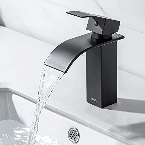 ONECE Rubinetto Bagno a Cascata, Rubinetto Lavabo Nero, Miscelatore Stile Moderno, Rubinetti Monocomando per Vasca, Acqua Calda e Fredda, Acciaio Inox 304