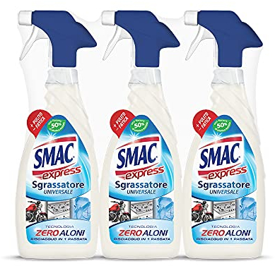 Smac Express Universal-Fettlöser, Spray, für verschiedene Oberflächen, mit fettlösender Wirkung, streifenfrei, 650 ml, 3 Stück