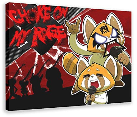 Anime Aggretsuko 4 Leinwand-Poster, Schlafzimmer, Dekoration, Sportlandschaft, Büro, Raumdekoration, Geschenk-Rahmen: 50 x 75 cm
