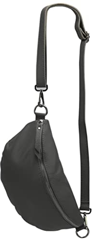 SH Leder ® echt Leder Hüfttasche Damen Herren Unisex Gürteltasche für Festival Reise Bauchtasche große Crossbody Bag Frauen Ledertasche 30x18cm Lala G399 (Dunkelgrau)