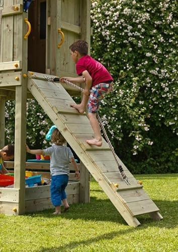 Gartenwelt Riegelsberger Kletterrampe mit Seil für Podesthöhe 120 cm aus Lärche Anbaumodul für Spieltürme und Stelzenhäuser