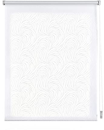 STORESDECO - Tenda a Rullo Fantasia, Tenda a Rullo Traslucida | Bianco Onde, 150 cm x 180 cm