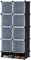 UISEBRT Armoire Penderie Armoire Portable DIY, Étagère de Rangement, Portable Storage Modulable Meuble, 8 Cubes avec Porte et Armoire à Chaussures, Noir avec Motif