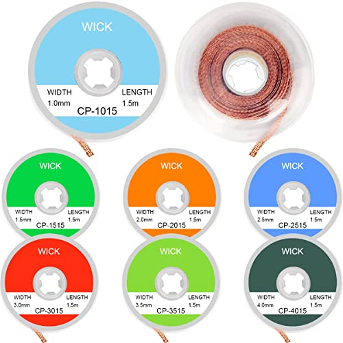 Xiatiaosann Entlötlitze Entlötdraht Löten Docht Entlöten Braid Draht Solder Werkzeug 7 Stück, zum Löten von Leiterplatten, 1,5 Meter Länge (1.0/1.5/2.0/2.5/3.0/3.5/4mm)