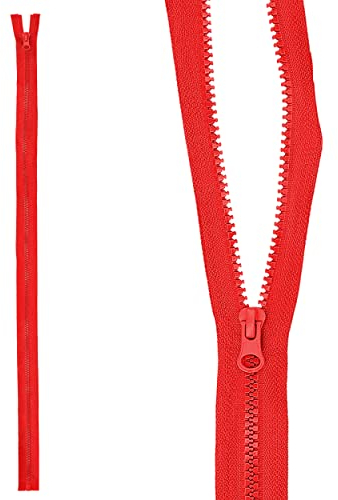 mumbi Reißverschluss teilbar 5mm 70cm Rot Kunststoff Reißverschlüsse mit Zipper grobe Zähne