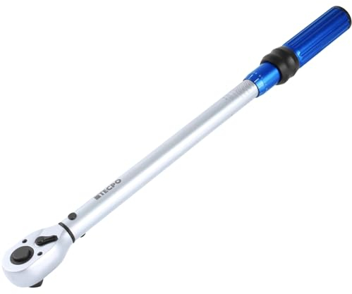 TECPO Drehmomentschlüssel 1/2 Werkstatt-Profi 40-220 Nm, Hebel-Umschaltknarre Klicksignal, Schiebearretierung zur Fixierung, kalibriert mit ±4% Genauigkeit, Fein-Skala 0,1 Nm, KFZ Kiloschlüssel