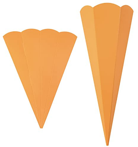 5er Pack Geschwister-Schultüte Rohling mit Steckverschluß, stabiler Karton 400g/qm, 6-eckig, 41 cm, Orange