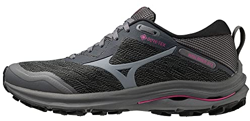 Mizuno Damen Wave Rider GTX Straßen-Laufschuh, Iron Gate/Nimbus Cloud/Fuchsia Fedora, 41 EU