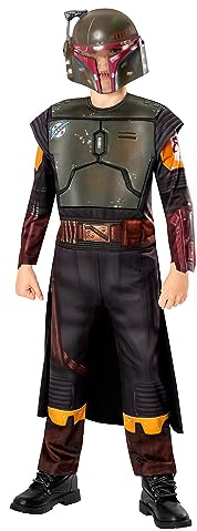 Rubies Disfraz Boba Fett Deluxe para niños, Jumpsuit con detalles 3D, capa y máscara, Oficial Star Wars Book Of Boba Fett para halloween, carnaval y cumpleaños