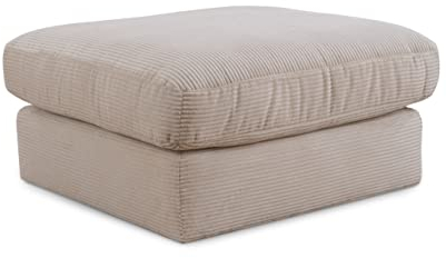 CAVADORE XXL-Hocker Fiona / Mega Beistellhocker mit weicher Polsterung / Quadratisch / 97 x 90 x 97 / Cordstoff Creme