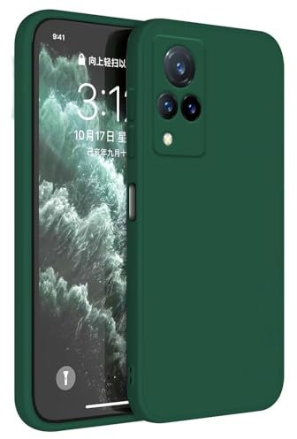 Topme Coque pour Vivo V21 5G (6.44 inches) Etui Housse, Protecteur de Peau en Silicone TPU - Vert foncé